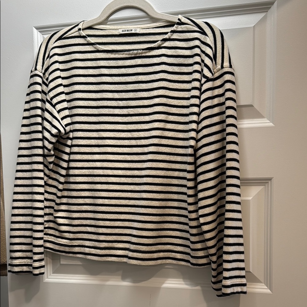Black and White Striped Long Sleeve Top
